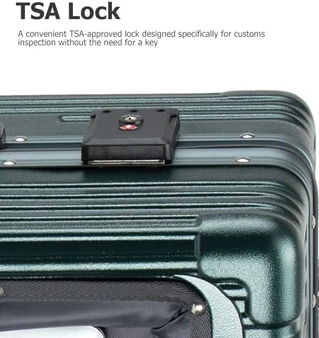 feilario 20in Aluminium Frame Zipperless PC Hard Shell Spinner Wheels Luggage, Built-In TSA lock Carry on Suitcase, with Cup Holder, USB Port, Phone Holder