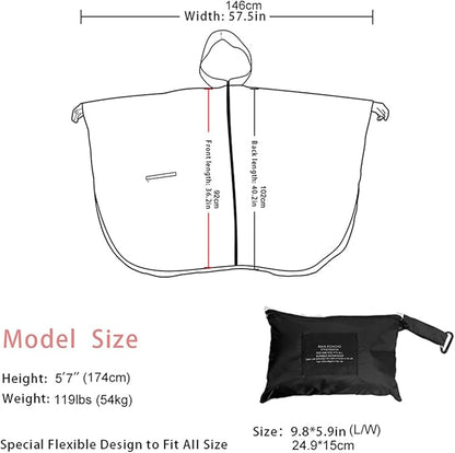 Fashion Hooded Rain Poncho Waterproof Raincoat Jacket with pocket for Women/Men/Adult