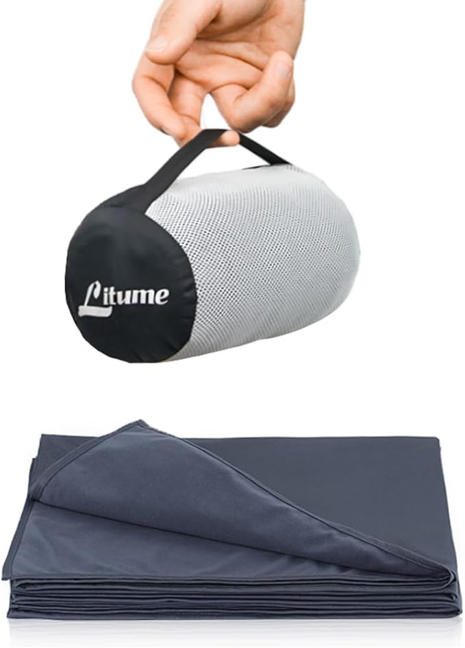 Litume Travel Blanket Lightweight and Breathable, 67 x 48 in Soft Airplane Flight Blanket for Travelers, Foldable Camping Sheet with Stuff Sack for Train, Camp, backpacking, office, home (Velvet E650)