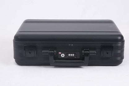 Hard-Sided Aluminum Briefcase, Black, Metal Case with TSA Lock, 18.1x13.8x6.1 Inch, Foam Interior for Camera, Equipment, Laptop