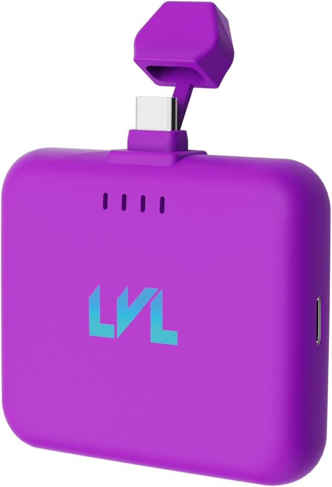 Spark Portable Charger for iPhone 17/16/15 USB C 2500mAh Power Bank with LED Indicators 2.4A Fast Charging Mini Portable Charger with Pass Through Technology LVL 25 (Purple)