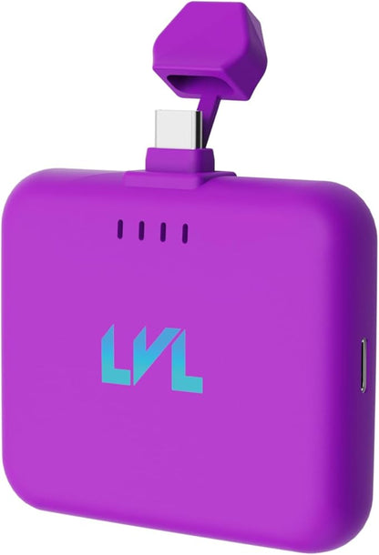 Spark Portable Charger for iPhone 17/16/15 USB C 2500mAh Power Bank with LED Indicators 2.4A Fast Charging Mini Portable Charger with Pass Through Technology LVL 25 (Purple)