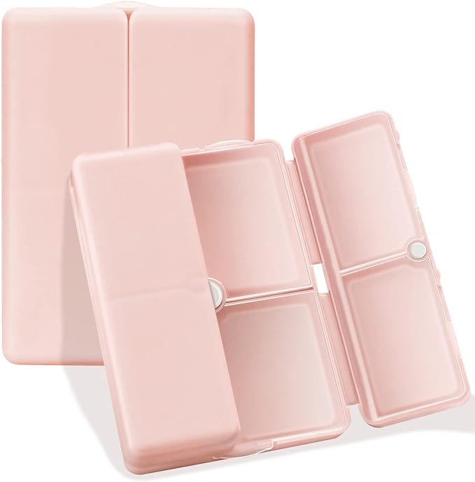 FYY Daily Pill Organizer, 7 Compartments Portable Pill Case Travel Pill Organizer,[Folding Design] Pill Box for Purse Pocket to Hold Vitamins,Cod Liver Oil,Supplements and Medication-Pink