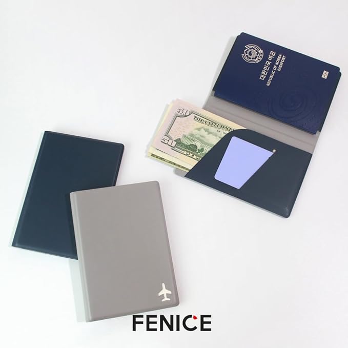Fenice Plain Simple Passport Cover Holder Wallet Case for Travel Essential RFID Blocking Vegan Leather Waterproof (ORANGE)