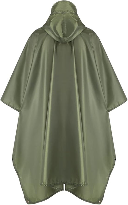 salamra Hooded Rain Poncho Waterproof Raincoat Jacket for Men/Women/Adults with Pocket