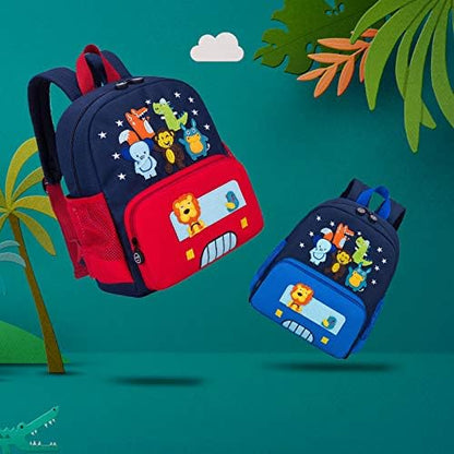 willikiva Cute Zoo Little 3d Backpack Kids Backpack for Boys and Girls Toddler Backpack Waterproof Preschool Safety Harness Leash (Blue Small Size,Age 1-2)