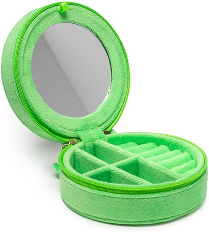 Living Royal Jewelry Travel Case – Portable Box with Mirror and Zipper for Rings, Necklaces, Earrings, Bracelets (Kitty)