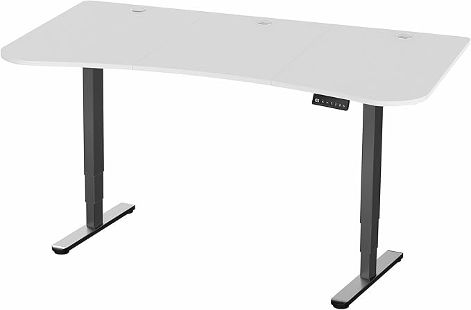 VIVO Electric 63 x 32 in Dual Motor Standing Desk, Memory Height Adjustment, 2B Series, White Top Black Frame, DESK-KIT-2B1W