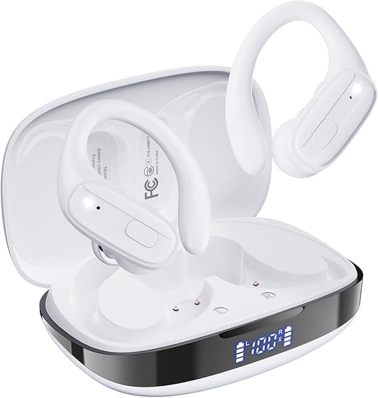 Wireless Earbuds, Sports Bluetooth 5.4 Headphones, Ear Buds with ENC Noise Canceling Mic, 80Hr Playtime Earphones, Palm-Sized, LED Power Display, IPX7 Waterproof Headset for Workout Running, Rosegold