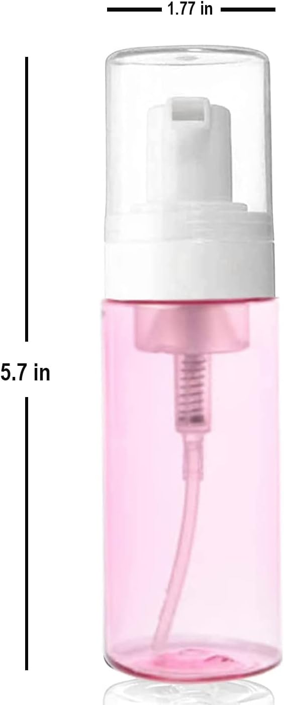 3-Pack Travel-Sized Foaming Pump Bottles - Empty Foaming Liquid Soap Dispensers - for Refillable Travel Hand Soap Shampoo Foaming Castile Cosmetics - BPA Free (100ml/3.3oz) (Pink)