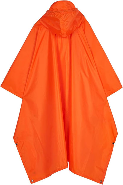 Hooded Rain Poncho for Adult, Waterproof Lightweight Raincoat for Hiking Camping