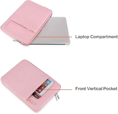 MOSISO Laptop Case 14 inch, 14 inch Laptop Sleeve Compatible with HP Lenovo Dell ASUS Acer, HP Stream, Dell Latitude, Lenovo IdeaPad, Polyester Vertical Computer Sleeve Bag with Pocket, Pink