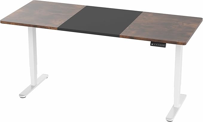VIVO Electric 71 x 30 in Dual Motor Rustic Sit Stand Desk, Memory Height Adjustment, 2B Series, Black and Vintage Brown Top, White Frame, DESK-KIT-2W7BN