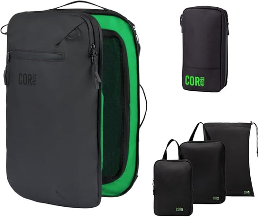 Carry On Travel Backpack Bundle | Island Hopper Travel Backpack with Toiletry Bag and Compression Packing Cube Set