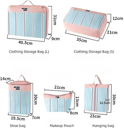5-Piece Travel Packing Cube Set Luggage Organizer Bags for Clothes Shoes & Toiletries - Waterproof Durable Stylish Suitcase Organization (Purpel)