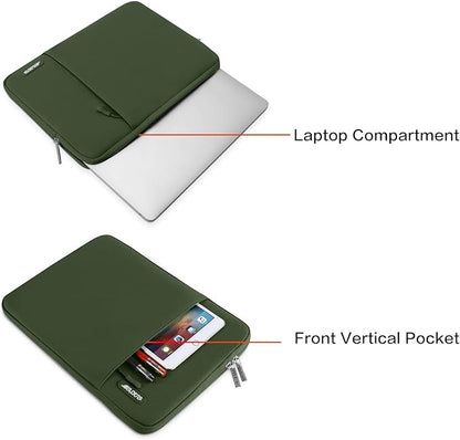 MOSISO Laptop Case 14 inch, 14 inch Laptop Sleeve Compatible with HP Lenovo Dell ASUS Acer, HP Stream, Dell Latitude, Lenovo IdeaPad, Polyester Vertical Computer Sleeve Bag with Pocket, Army Green
