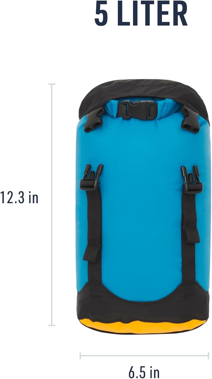 Sea to Summit eVac Compression Dry Bag, Waterproof Compression Sack, 5 Liter, Turkish Tile Blue