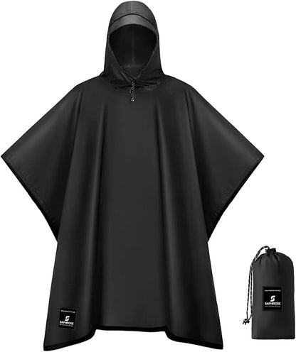 SaphiRose Hooded Rain Poncho Waterproof Raincoat Jacket for Men Women Adults