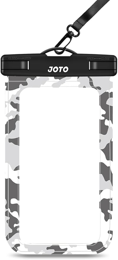 JOTO Up to 7" Universal Waterproof Phone Case for iPhone 17 Air 16 15 14 13 12 11 Plus Pro Max, IPX8 Cellphone Dry Bag XR X SE, Galaxy S23 S22 S21 S20+ S20 S10 Plus Note, Pixel -CamoGrey