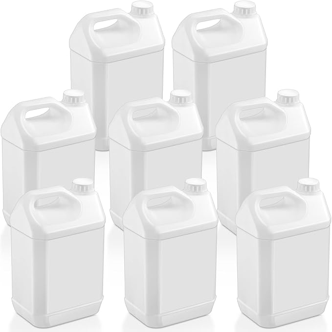 Hoolerry 8 Pack 1 Gallon Plastic Jug with Child Resistant Lid Jugs with Ergonomic Handle Reusable BPA Free Storage Containers, HDPE Construction for Residential or Commercial Use