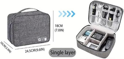Portable travel cable storage bag digital electronic organizer case Storage Bag Waterproof Digital Electronic Organizer Pack Of 1 (Black, 1Layer(24.5x10x18cm))