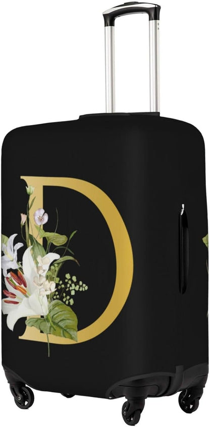 Decorative D Suitcase Protectors Elastic Washable Luggage Covers With Concealed Zippers For 18-32 Inch Luggage (Size M: Fits 22-24 Inch)
