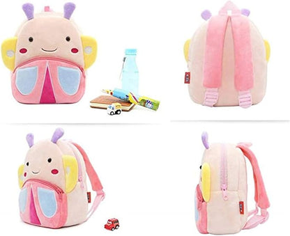 KISSOURBABY Cute Kids Toddler Backpack Plush Toy Backpack Snack Travel Bag Pre-School Bags for Girls 2-4Years(Butterfly)