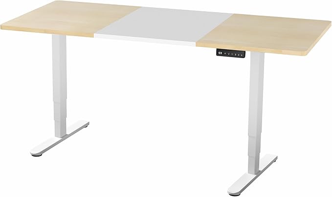 VIVO Electric 71 x 30 in Dual Motor Sit Stand Desk, Memory Height Adjustment, 2B Series, White and Light Wood Top, White Frame, DESK-KIT-2W7WC