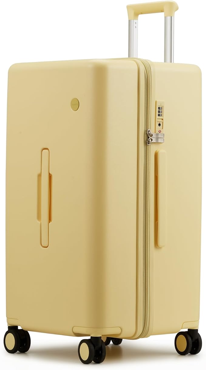 mixi 26'' Max Trunk Luggage Large Checked Luggage PC Hard Shell Rolling Travel Suitcases with Spinner Wheels & TSA Lock, Lark Yellow