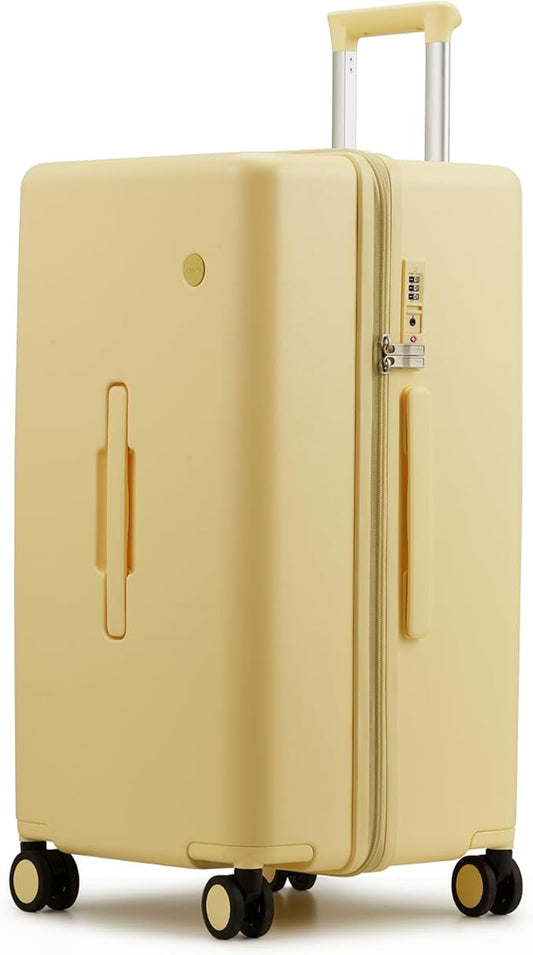 mixi 26'' Max Trunk Luggage Large Checked Luggage PC Hard Shell Rolling Travel Suitcases with Spinner Wheels & TSA Lock, Lark Yellow