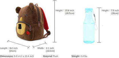 KISSOURBABY Cute Toddler Backpack Toddler Bag Plush Animal Cartoon Mini Travel Bag for Baby Girl Boy 1-4 Years(Coffee Bear)
