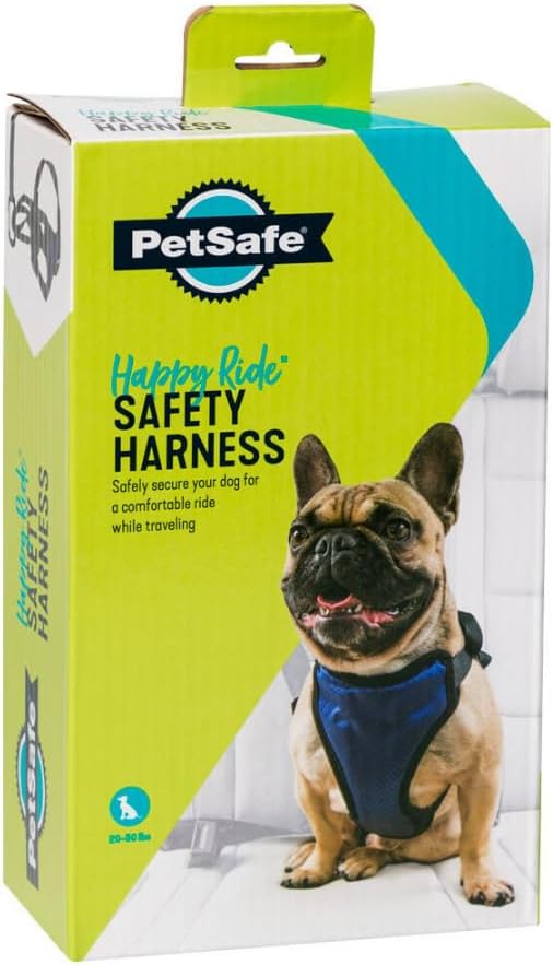 PetSafe Happy Ride Dog Safety Harness for Cars - Dog Car Harness Includes Seat Belt Tether - Keeps Pets Restrained - Breathable Mesh, Adjustable Straps - Dog Travel Accessories for Car - Medium