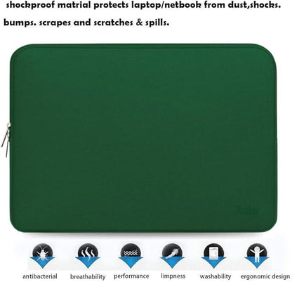 Laptop Sleeve Case, Resistant Neoprene Notebook Computer Pocket Case/Tablet Briefcase Carrying Bag Compatible for 15.6 Inch Asus Fujitsu HP Sony Toshiba Acer- (DarkGreen)
