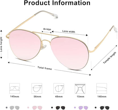 SOJOS Classic Aviator Sunglasses for Women Men Metal Frame Spring Hinges SJ1030