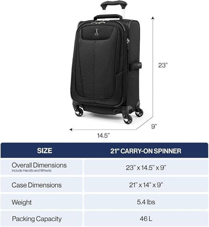 Travelpro Maxlite 5 Softside Expandable Luggage with 4 Spinner Wheels, Lightweight Suitcase, Men and Women, International, Ensign Blue, Carry-on 21-Inch