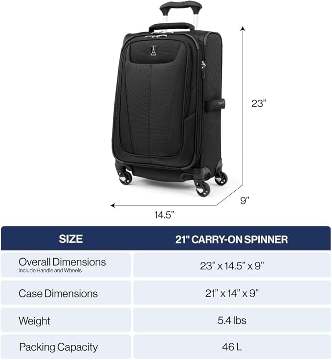 Travelpro Maxlite 5 Softside Expandable Luggage with 4 Spinner Wheels, Lightweight Suitcase, Men and Women, International, Burgundy, Carry-on 21-Inch