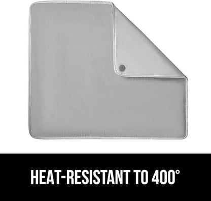 GORILLA GRIP Ironing Mat, Portable Iron Pad, Magnetic Cover for Top of Laundry Washer, Dryer, Table Top, Countertop Blanket, Silicone Coating and Scorch Resistant, Travel Size 28x24, Silver