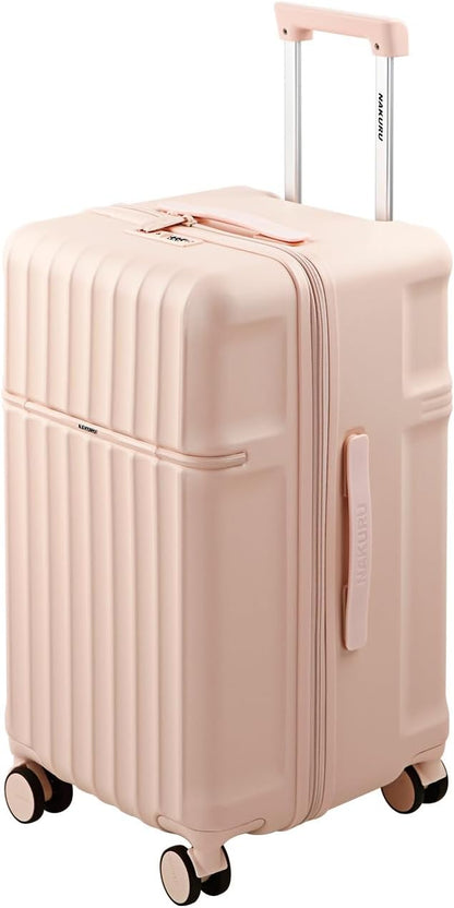 20 Inch Hardside Carry-On Luggage with Spinner Wheels, TSA Lock, Double Zippers, Thick PC Shell, Lightweight Travel Suitcase for Business, Weekend, and International Trips(Pink)