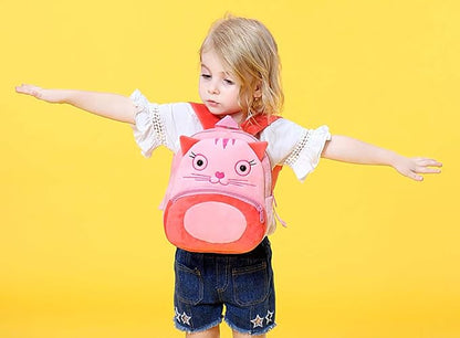KISSOURBABY Cute Toddler Backpack Toddler Bag Plush Animal Cartoon Mini Travel Bag for Baby Girl Boy 1-4 Years(Cat)