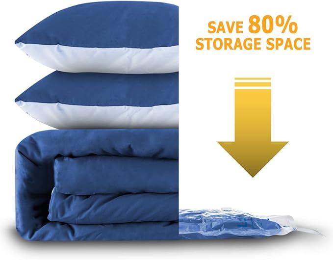 6 XXL Vacuum Storage Bags Jumbo, Space Saver Sealer Bags, for Clothes, Pillows, Comforters, Blankets, Bedding