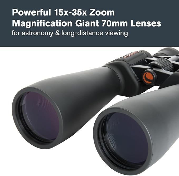 Celestron SkyMaster 15-35x70 Zoom Binoculars – Powerful Long-Range Binoculars for Astronomy & Outdoor Use – High Magnification up to 35x – Includes Tripod Adapter & Case
