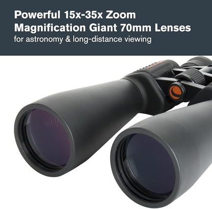 Celestron SkyMaster 15-35x70 Zoom Binoculars – Powerful Long-Range Binoculars for Astronomy & Outdoor Use – High Magnification up to 35x – Includes Tripod Adapter & Case