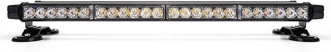 26.5" Amber Yellow 54 LED Automotive Rooftop Beacon Warning Emergency Flashing Snow Plow Light Bar Double Side Strobe Light Traffic Advisor with Magnetic Base For Tow Work Truck Pickup