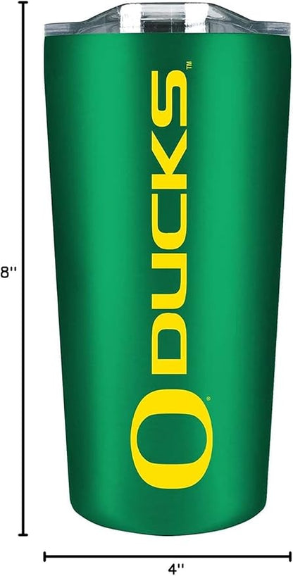 Campus Colors College Stainless Steel, Double Walled, Vacuum Insulated, Reusable Collegiate Tumbler with Slider-Top Lid for Travel, Sports, and Coffee, 18 oz (Oregon Ducks - Green)