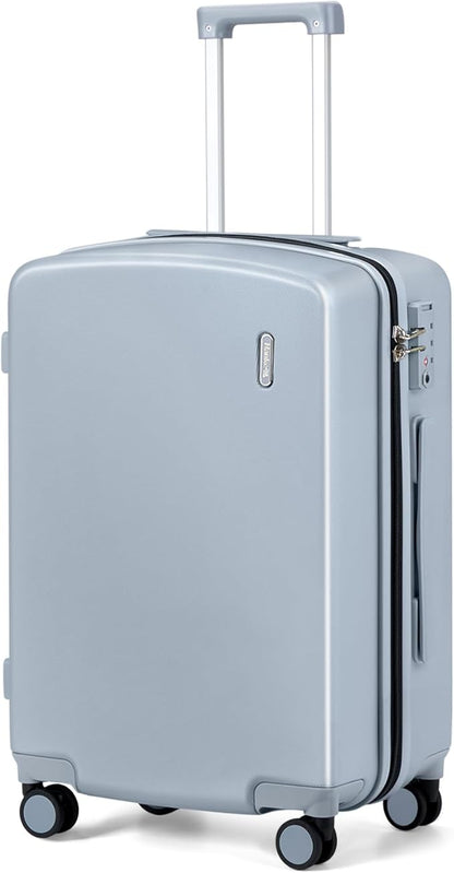 Hanke 24 Inch Luggage with Spinner Wheels Lightweight PC Hard Shell Suitcases Checked Luggage with TSA Lock Checked-Medium 24-Inch Rolling Suitcase for Travel(Grey)