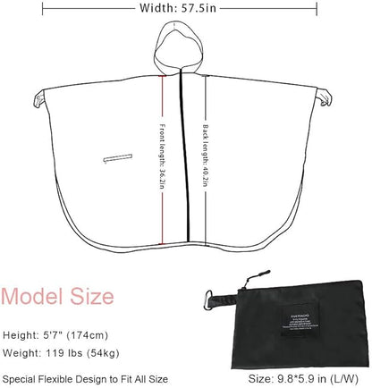 Rain Poncho Jacket Coat Hooded Zipper Style for Women/Men/Adult with Pocket