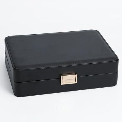 Jewelry Box, Portable Travel Jewelry Case Organizer with Removable Tray for Earrings, Necklaces, Rings Black