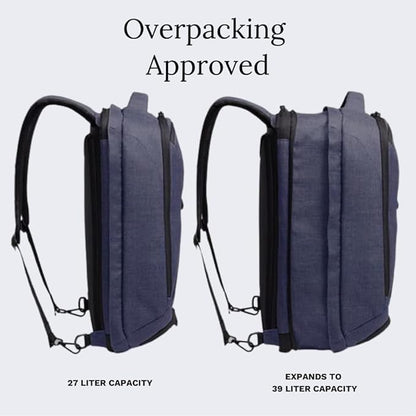Knack Series 1 Laptop Backpack Fits up to 15 Inch - Knack Bags Carry-On Backpack, TSA Approved, Expandable Travel Backpacks With 3 Day Outfit Capacity (Dark Blue, Medium)