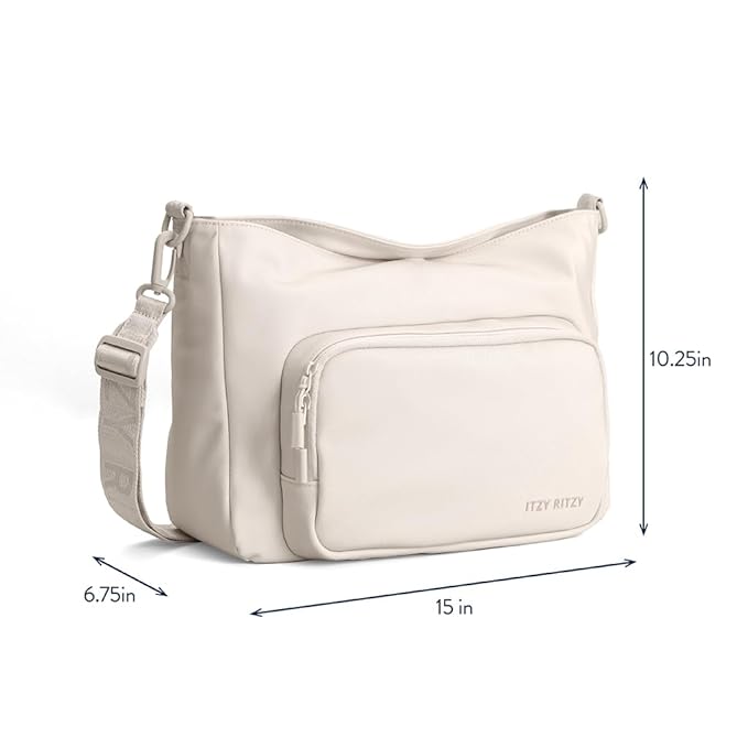 Itzy Ritzy Belong Cargo Caddy - Attaches to Stroller or Wagon; Also Includes Shoulder/Crossbody Strap (Cream)