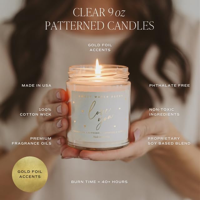 Sweet Water Decor Happy Birthday Candle Jar, Non-Toxic Soy Wax, Blue Bows Candle with Tahitian Vanilla, Sugar, and Buttercream Scent Notes, 40+ Hour Burn Time 9 oz with Gold Lid, Birthday Gift for Her